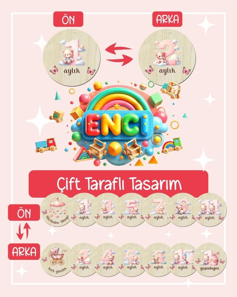 Ahşap Bebek Anı Plakları – Model 2