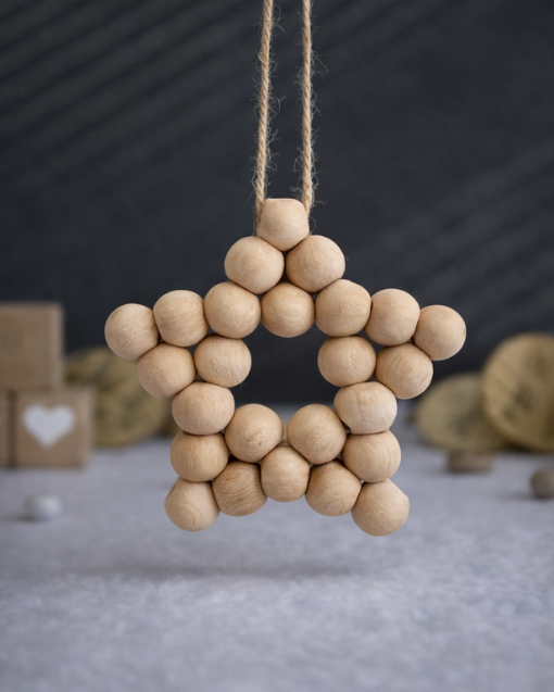 ENCİVA Ahşap Boncuk Yıldız Bebek Odası Ev Duvar Kapı Süsü