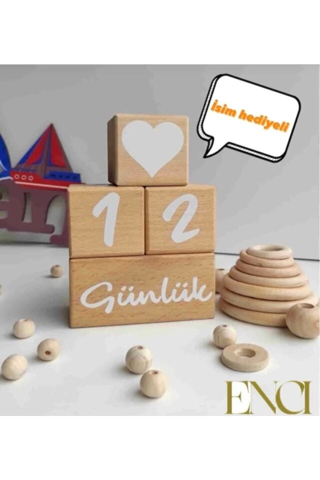 İsme Özel Türkçe Bebek Anı Küpleri – 5’li Set