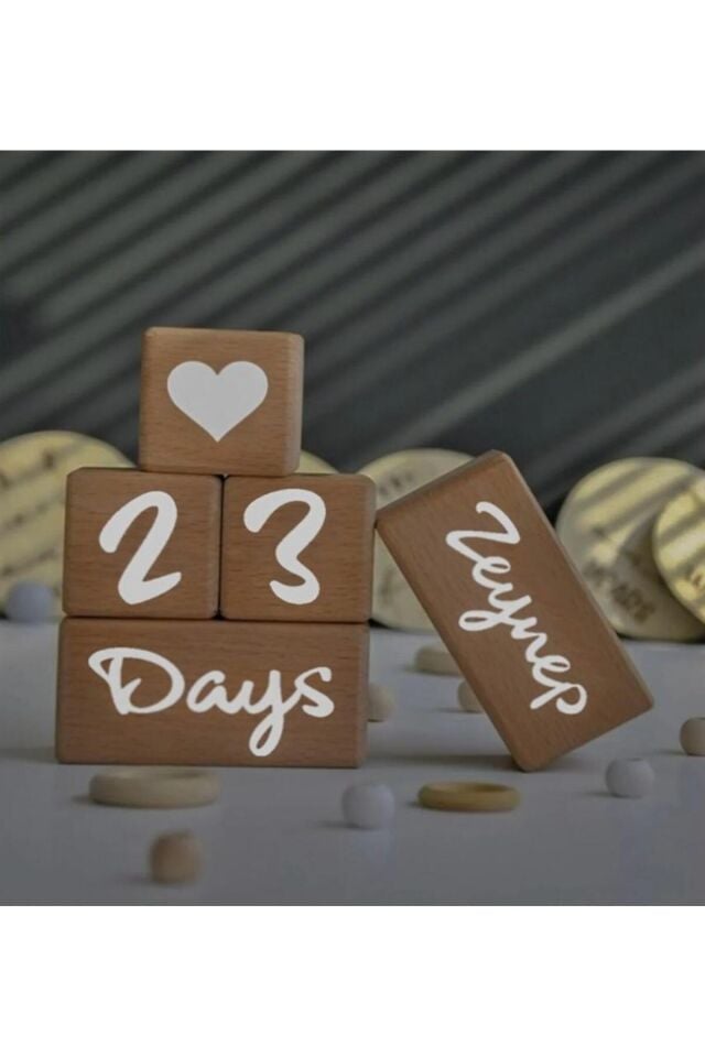 Isimli Bebek Anne Anı Küpü Dekor 5’li Set Isimli Ahşap Bebek Anı Küpü