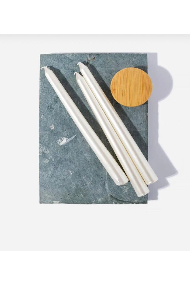 3 Lü Sedef İnci Şamdan Mumu Ultra Kalite