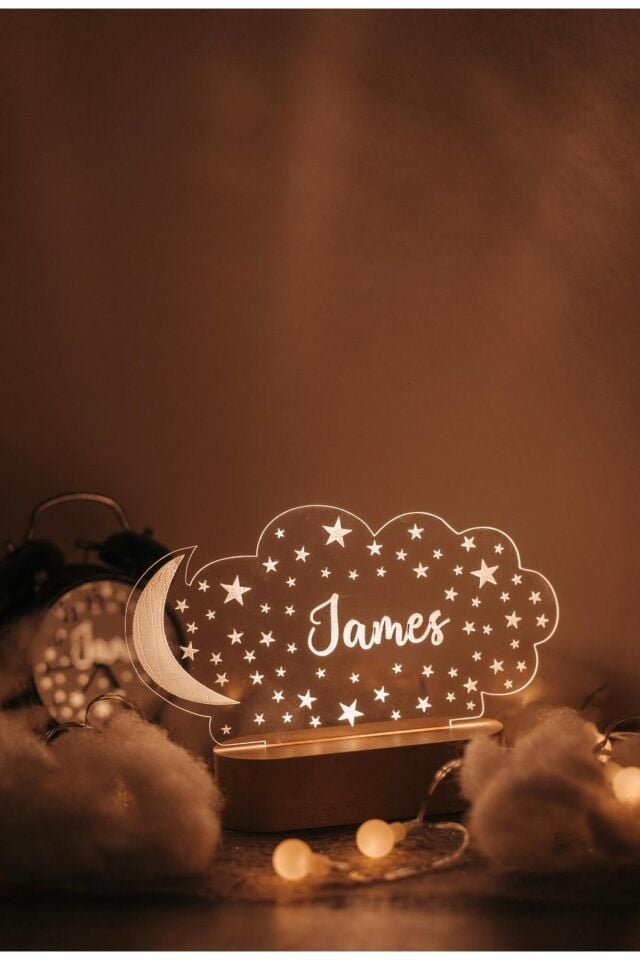 İsme Özel Bebek ve Çocuk Odası Gece Lambası
