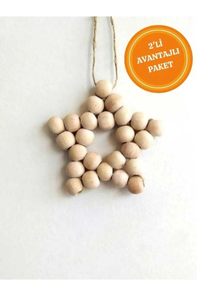 Ahşap Boncuklu Yıldız Duvar ve Kapı Süsü